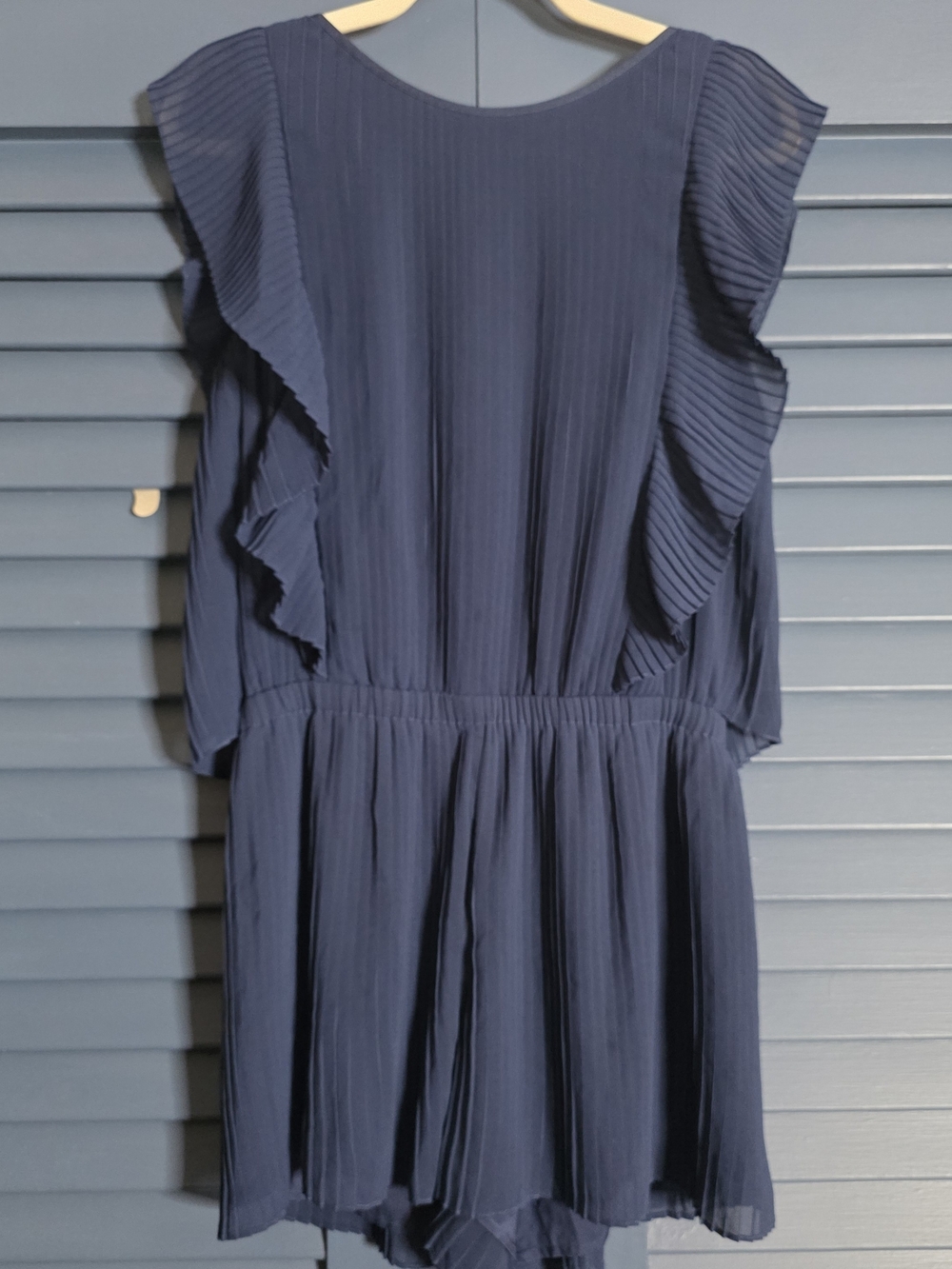 Club Monaco Navy Pleated Ruffle ROMPER